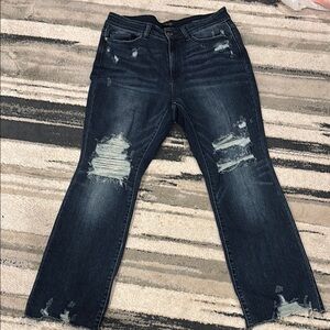 Distressed Denim Blue Jeans